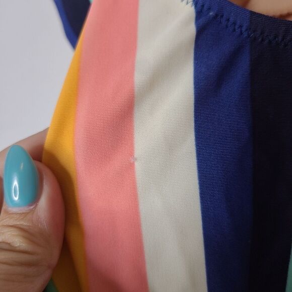 J. Crew Factory Multi Color Rainbow Striped One Piece Swimsuit sz S - Picture 3 of 6